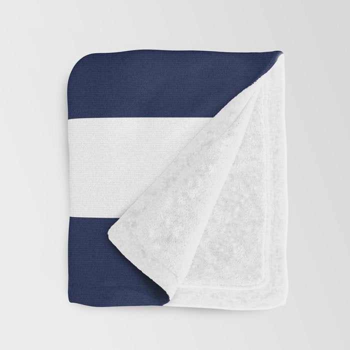 Navy Blue Bold Awning Cabana Stripe Lines Minimalist Stripes Line Drawing Throw Blanket Gallery Image 3
