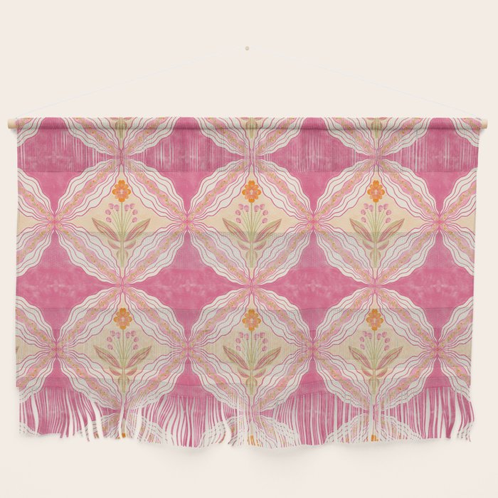 Delicate Floral Mandala Pattern in Pink and Peach Hues Wall Hanging Gallery Image 1