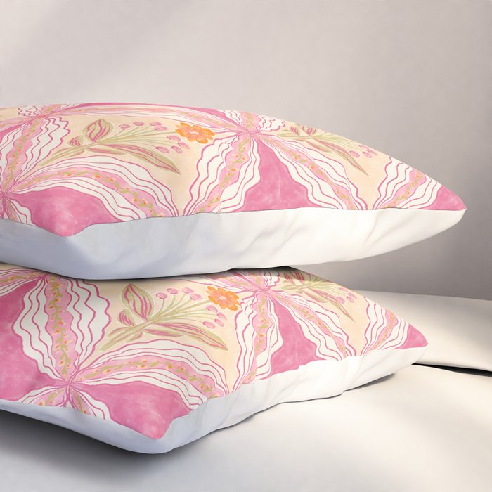 Delicate Floral Mandala Pattern in Pink and Peach Hues Pillow Sham Gallery Image 3