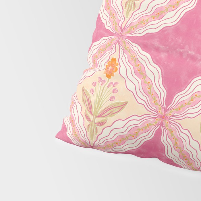 Delicate Floral Mandala Pattern in Pink and Peach Hues Pillow Sham Gallery Image 4