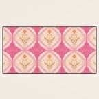 Delicate Floral Mandala Pattern in Pink and Peach Hues Desk Mat Gallery Image 3
