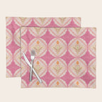 Delicate Floral Mandala Pattern in Pink and Peach Hues Placemat Gallery Image 1