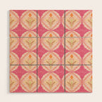 Delicate Floral Mandala Pattern in Pink and Peach Hues Wood Wall Art Gallery Image 1
