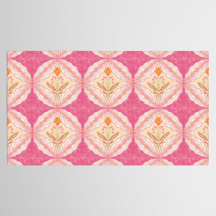 Delicate Floral Mandala Pattern in Pink and Peach Hues Tablecloth Gallery Image 2