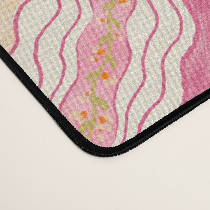 Delicate Floral Mandala Pattern in Pink and Peach Hues Desk Mat Gallery Image 4