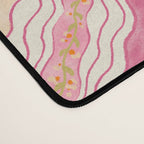 Delicate Floral Mandala Pattern in Pink and Peach Hues Desk Mat Gallery Image 4