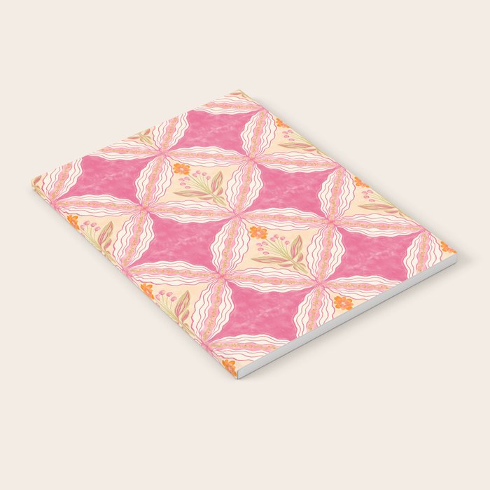 Delicate Floral Mandala Pattern in Pink and Peach Hues Notebook Gallery Image 2