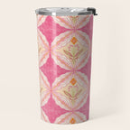 Delicate Floral Mandala Pattern in Pink and Peach Hues Travel Mug Gallery Image 2