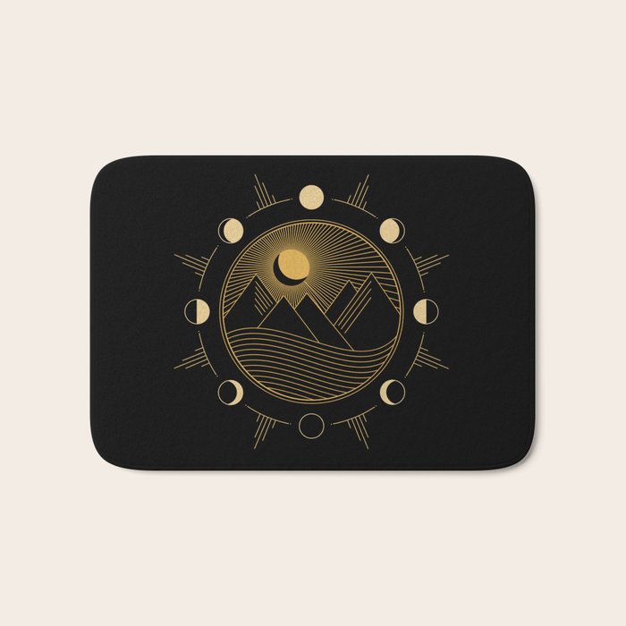 Lunar Phases With Mountains Bath Mat Gallery Image 1