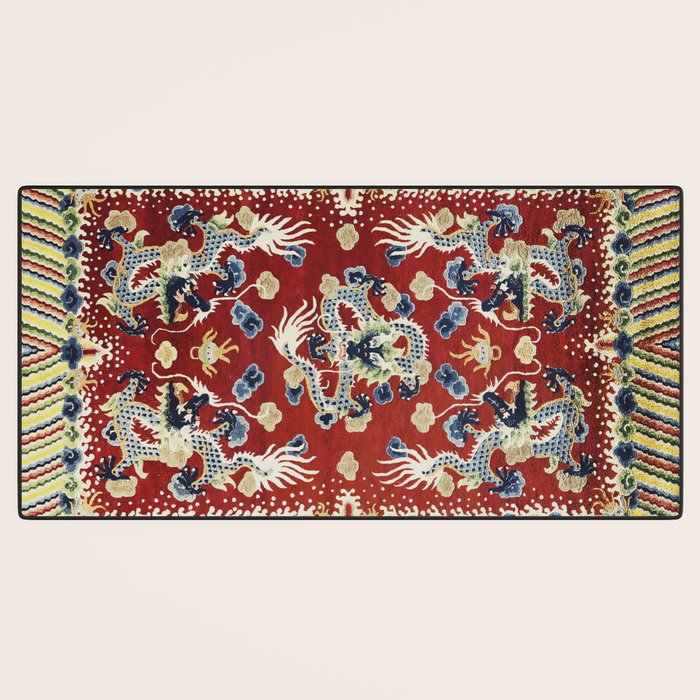 Antique Chinese Dragon Rug Print Desk Mat Gallery Image 3