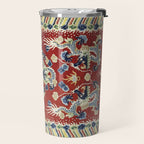 Antique Chinese Dragon Rug Print Travel Mug Gallery Image 2