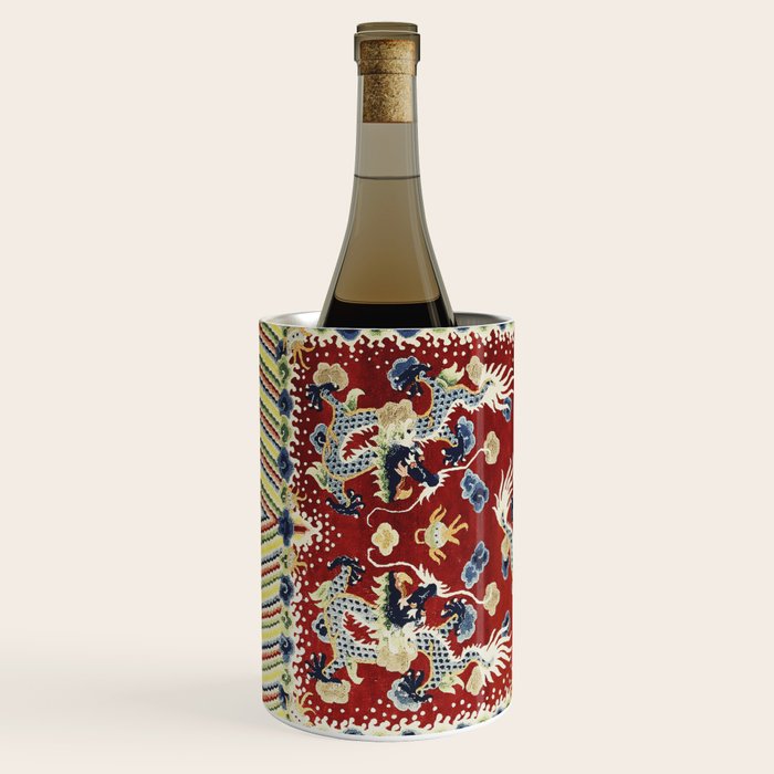 Antique Chinese Dragon Rug Print Wine Chiller Gallery Image 2