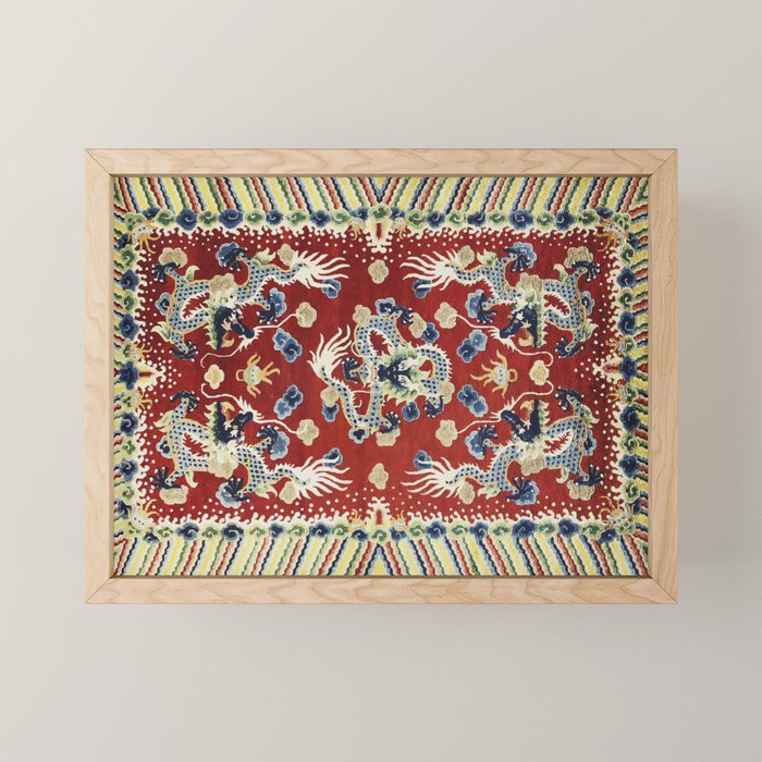 Antique Chinese Dragon Rug Print Mini Art Print Gallery Image 1
