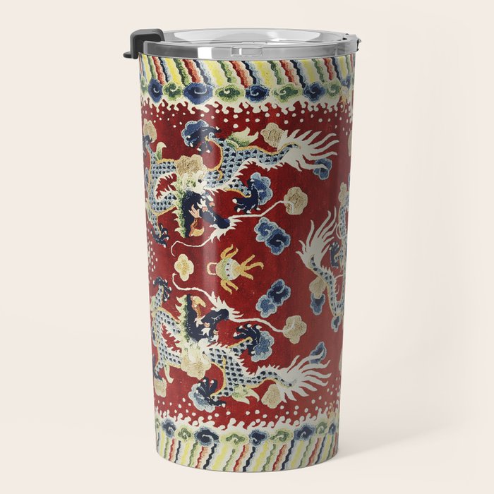 Antique Chinese Dragon Rug Print Travel Mug Gallery Image 3