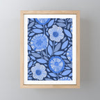 Folk Floral Blossoms in Midnight Blue Mini Art Print Gallery Image 1