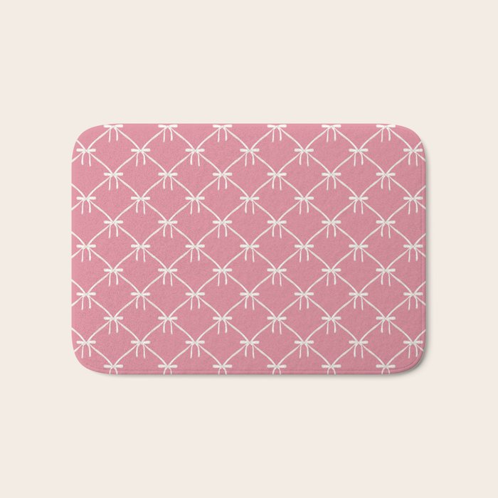 Bows & Ribbons Pattern LI 90s Bubblegum Pink Bath Mat Gallery Image 1