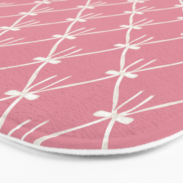 Bows & Ribbons Pattern LI 90s Bubblegum Pink Bath Mat Gallery Image 3