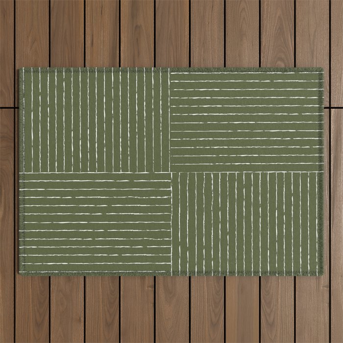 Lines III (Moss Green) Outdoor Rug Gallery Image 1