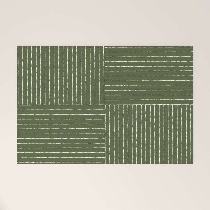 Lines III (Moss Green) Welcome Mat Gallery Image 1