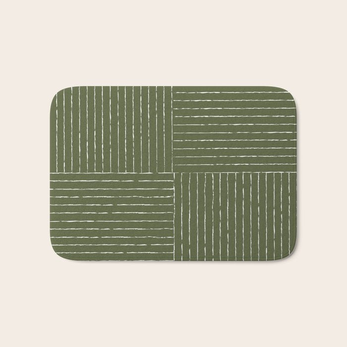 Lines III (Moss Green) Bath Mat Gallery Image 1