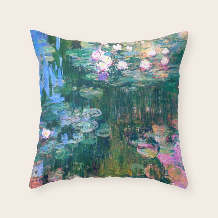 water lilies : Monet Throw Pillow Gallery Image 1