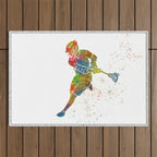 Lacrosse in watercolor Outdoor Rug Gallery Image 1