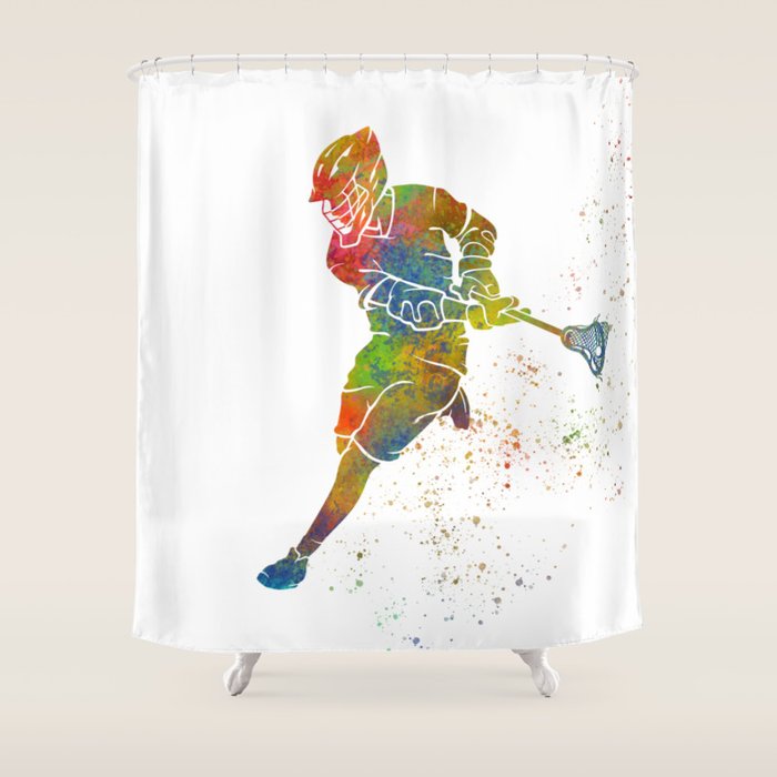 Lacrosse in watercolor Shower Curtain Gallery Image 1