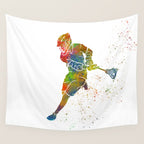 Lacrosse in watercolor Wall Tapestry Gallery Image 4