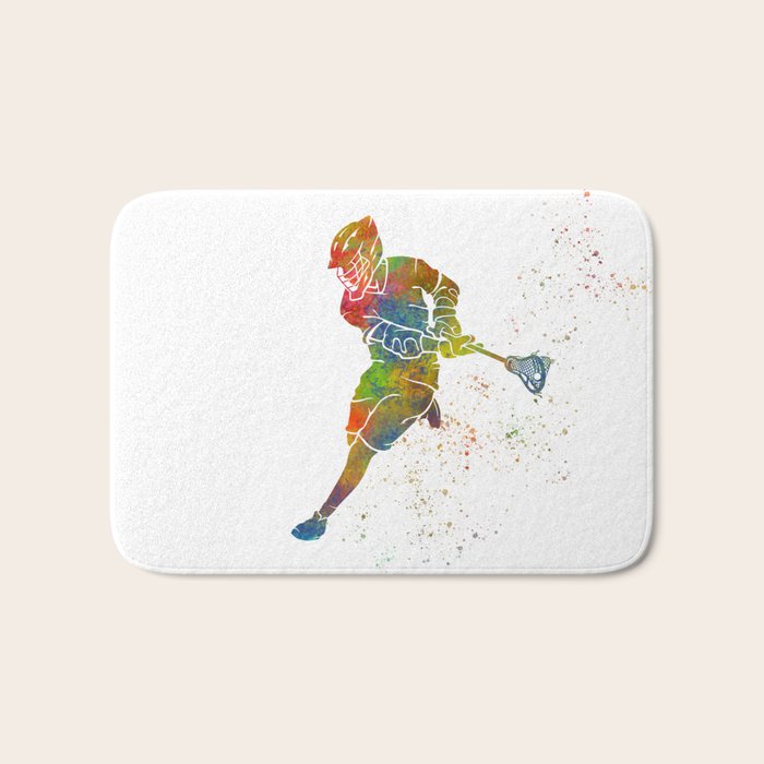 Lacrosse in watercolor Bath Mat Gallery Image 1