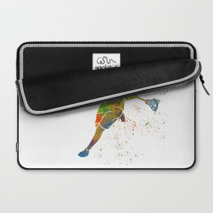 Lacrosse in watercolor Laptop Sleeve Gallery Image 2