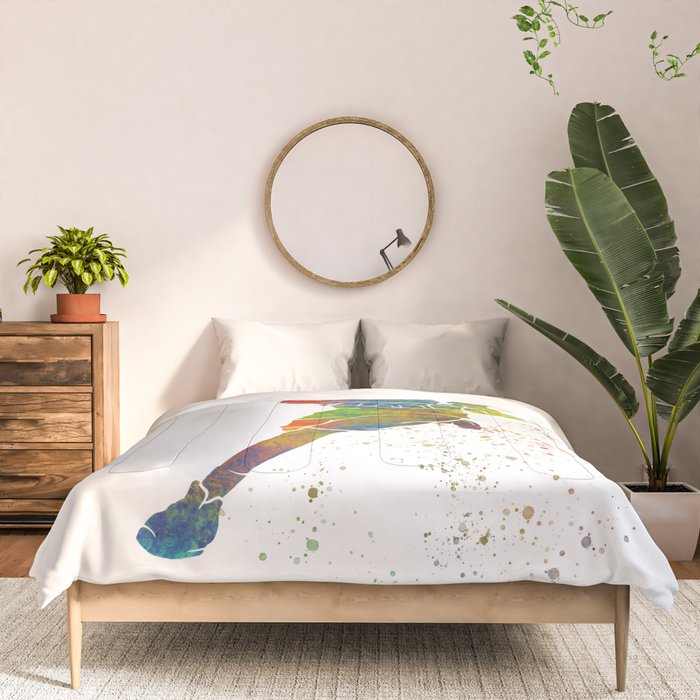 Lacrosse in watercolor Comforter Gallery Image 3