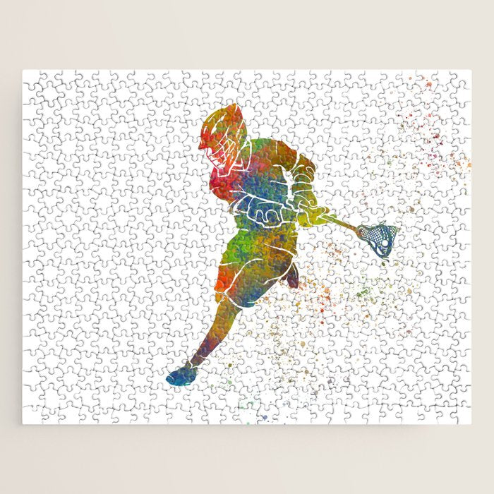 Lacrosse in watercolor Jigsaw Puzzle Gallery Image 1