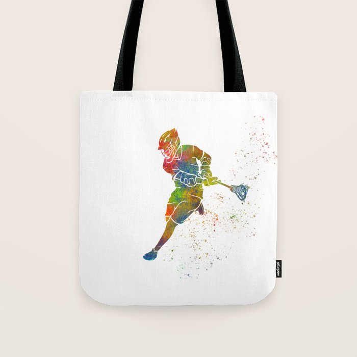 Lacrosse in watercolor Tote Bag Gallery Image 1