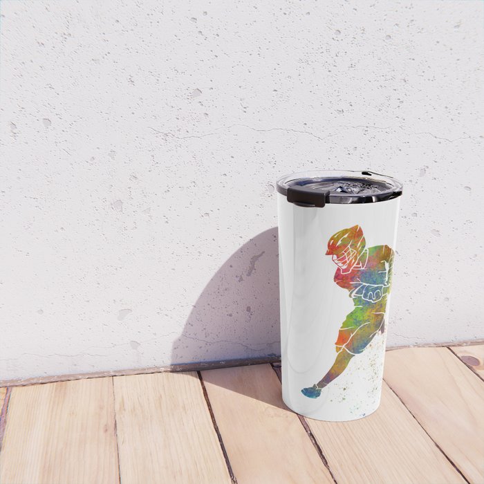 Lacrosse in watercolor Travel Mug Gallery Image 4