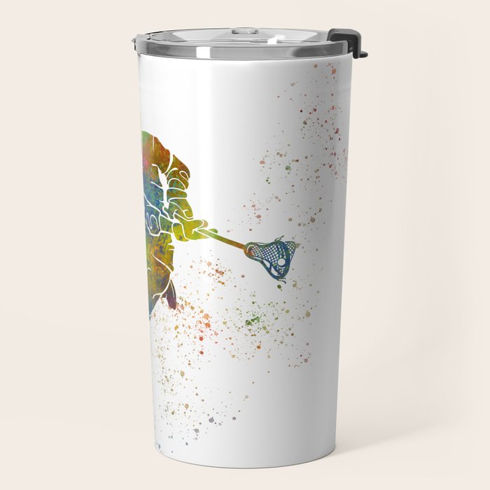 Lacrosse in watercolor Travel Mug Gallery Image 2