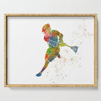 Lacrosse in watercolor Serving Tray Gallery Image 1