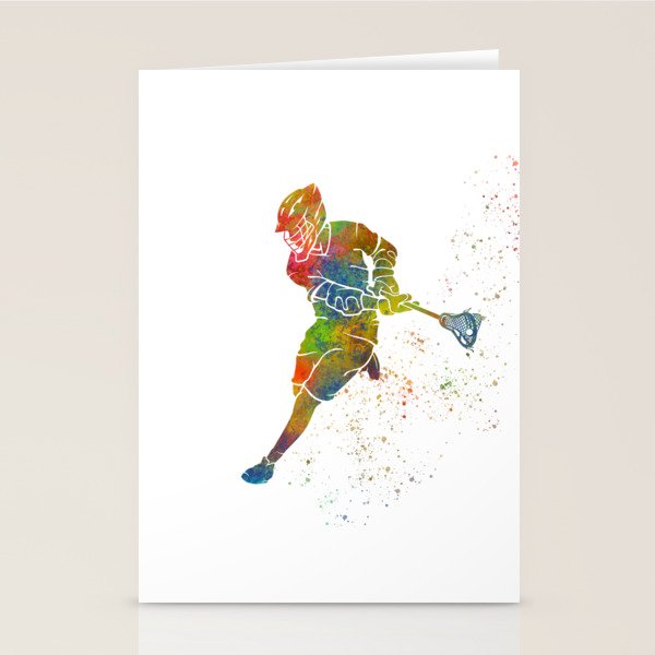 Lacrosse in watercolor Stationery Card Gallery Image 2