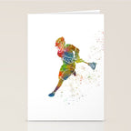 Lacrosse in watercolor Stationery Card Gallery Image 2
