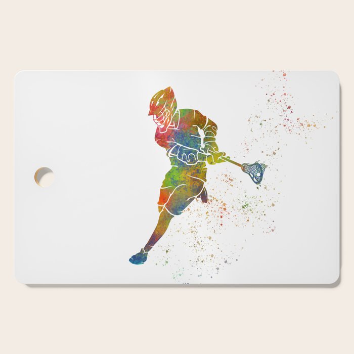 Lacrosse in watercolor Cutting Board Gallery Image 1