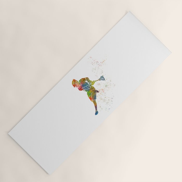 Lacrosse in watercolor Yoga Mat Gallery Image 1