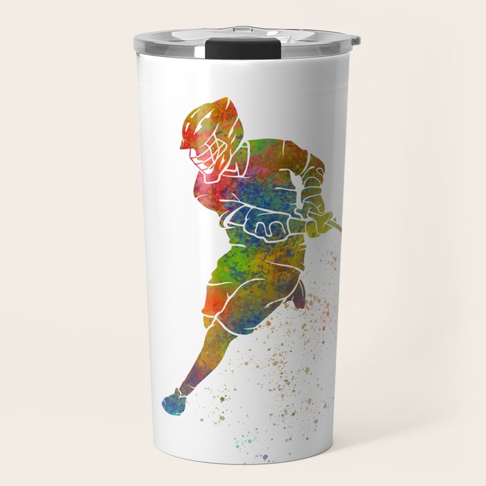 Lacrosse in watercolor Travel Mug Gallery Image 1