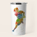 Lacrosse in watercolor Travel Mug Gallery Image 1