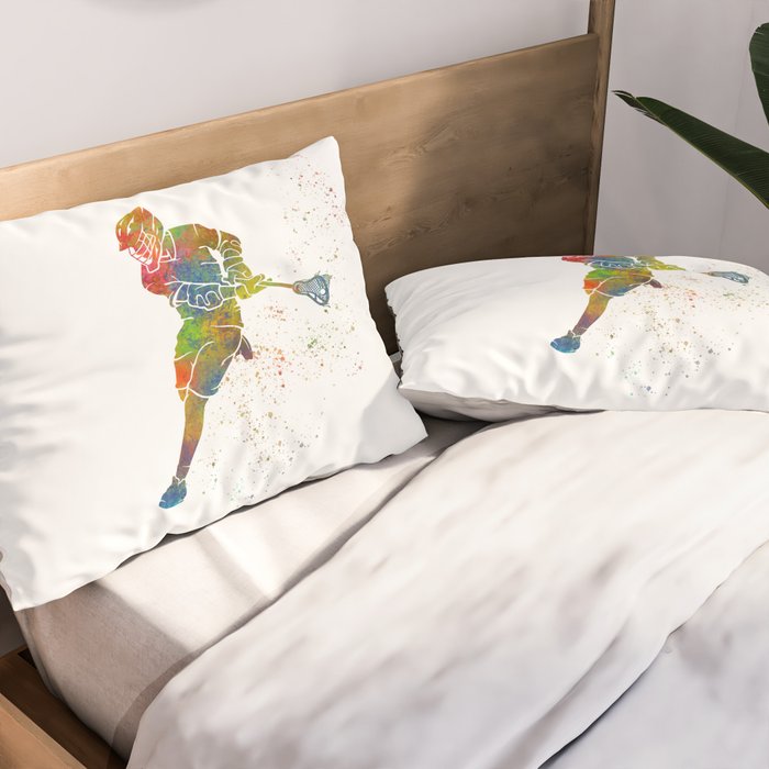 Lacrosse in watercolor Pillow Sham Gallery Image 2