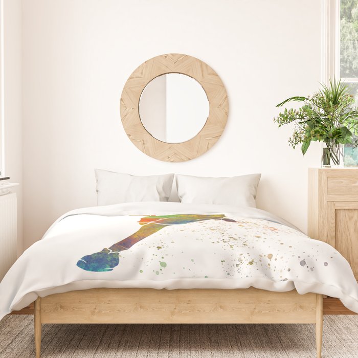 Lacrosse in watercolor Duvet Cover Gallery Image 3