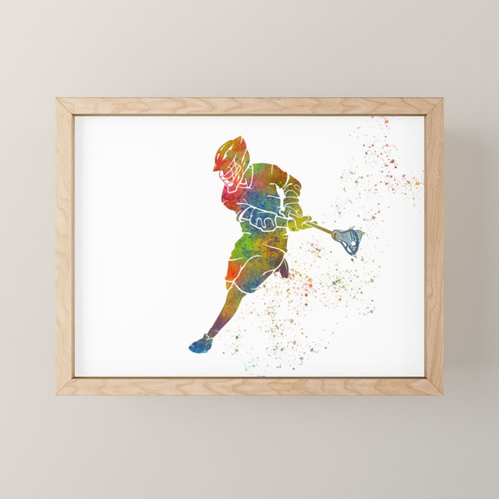 Lacrosse in watercolor Mini Art Print Gallery Image 1