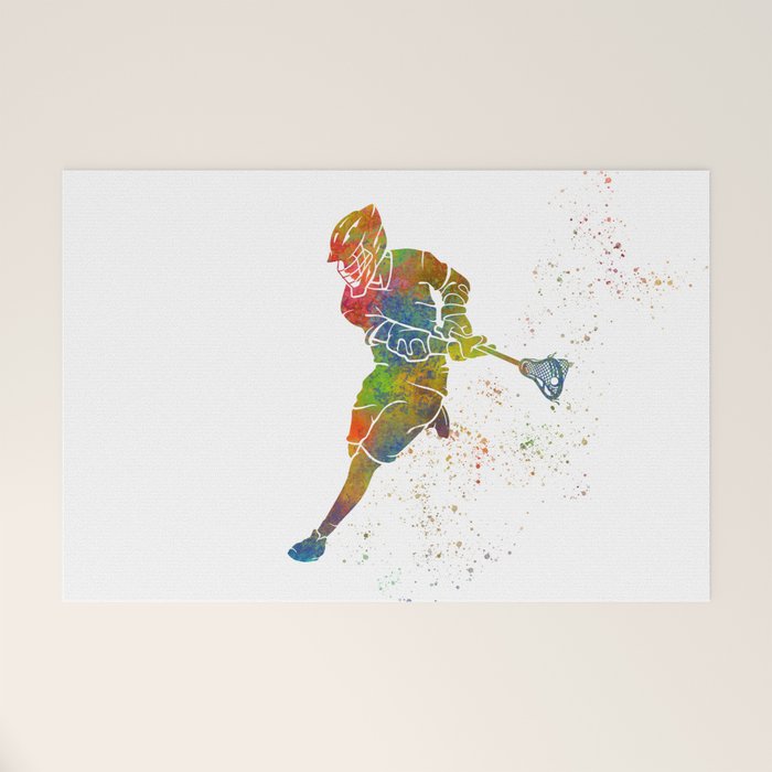 Lacrosse in watercolor Welcome Mat Gallery Image 1