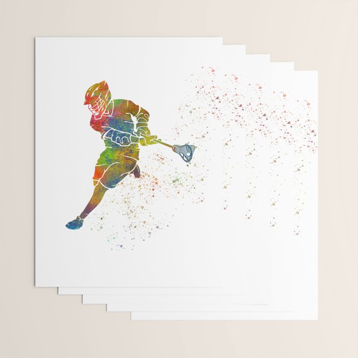 Lacrosse in watercolor Wrapping Paper Gallery Image 3