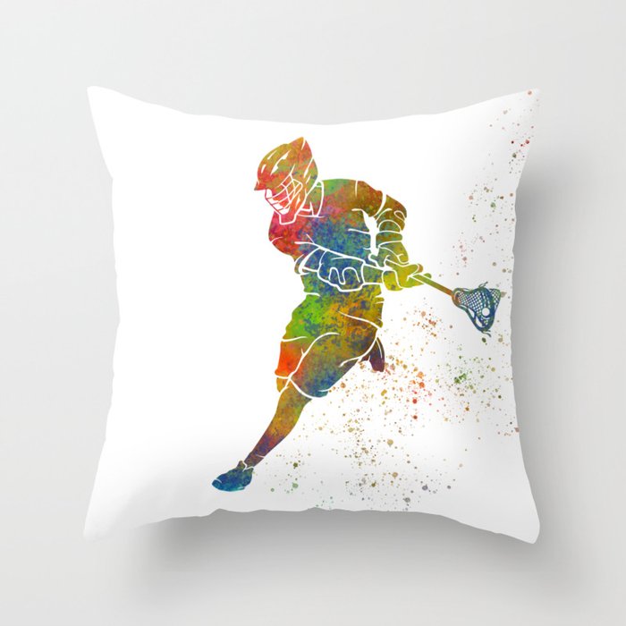 Lacrosse in watercolor Throw Pillow Gallery Image 6