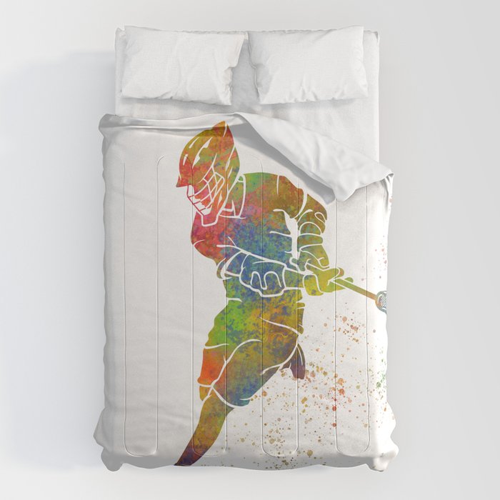 Lacrosse in watercolor Comforter Gallery Image 1