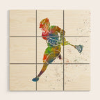 Lacrosse in watercolor Wood Wall Art Gallery Image 1